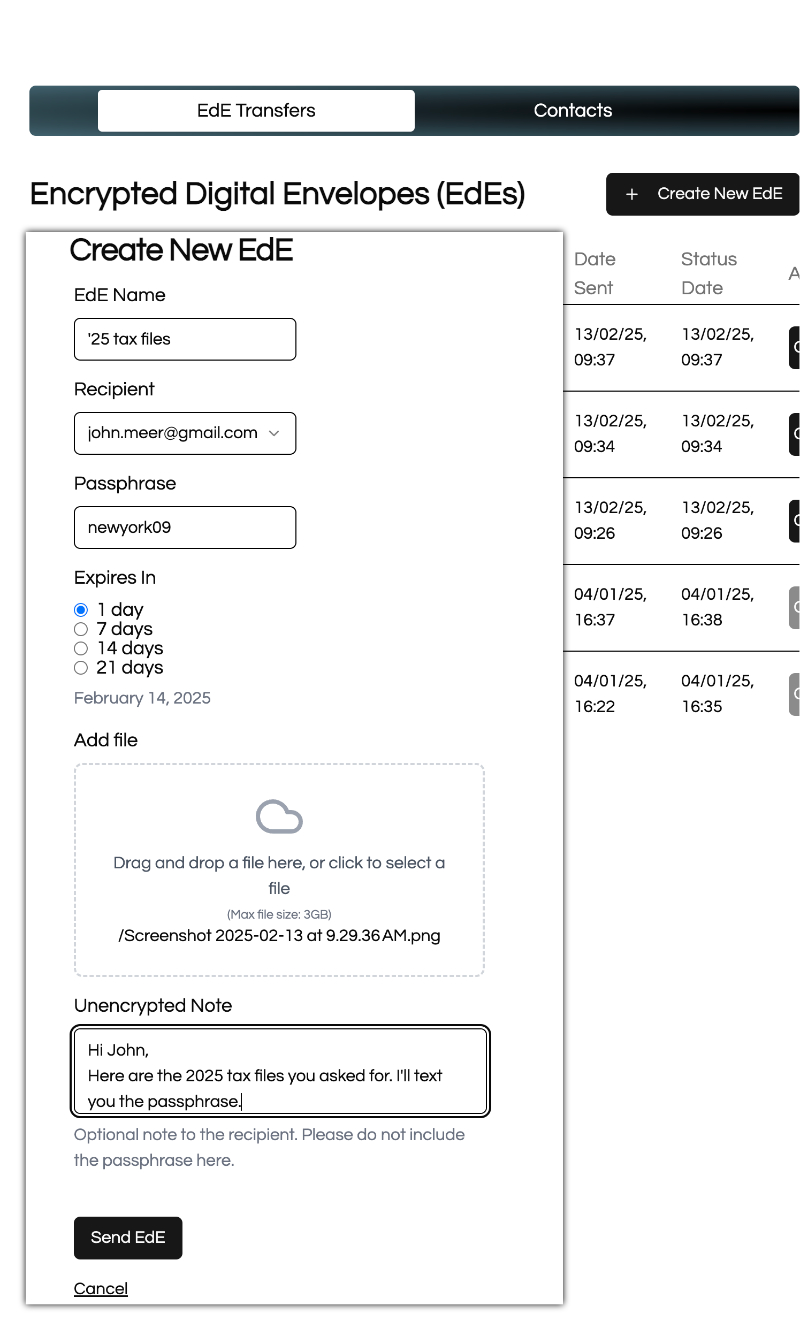 Upload your files with SureSend