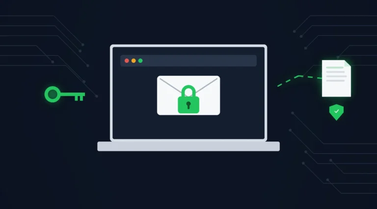 A laptop showing an email locked with a green padlock, illustrating how to encrypt email in Outlook