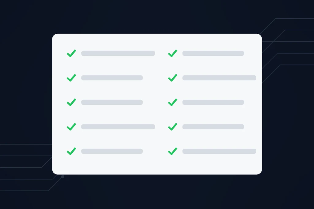 A checklist of ten items with green checkmarks, representing the 10 fair information principles of PIPEDA